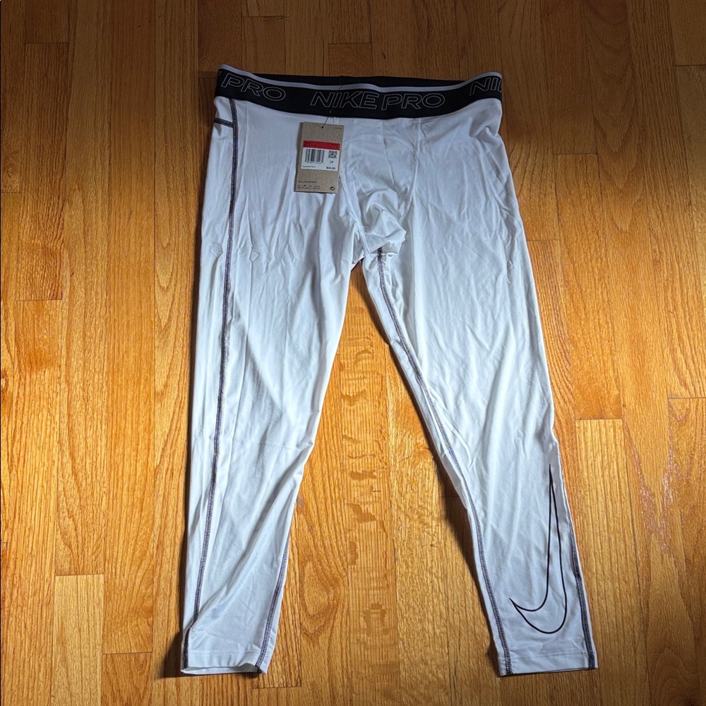 Mens Nike Pro White Compression Tights Large New with tag